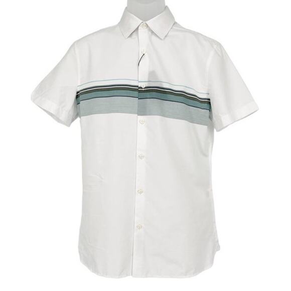 Perry Ellis Short Sleeve Stripe Shirt in Trellis Blue Size Small - Picture 1 of 10